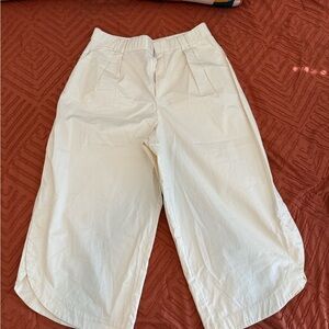 Anthropologie Cream Bermuda Shorts High-Waisted Wide-Leg